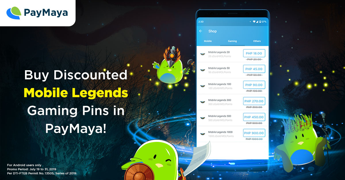 Mobile Legends Discounted Gaming Pins PayMaya Deals